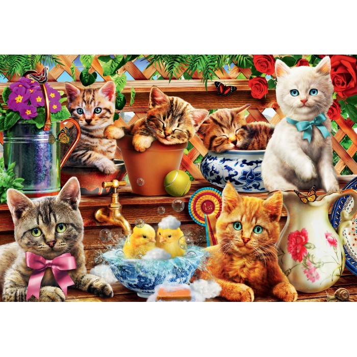 Puzzle Kittens in the Potting Shed