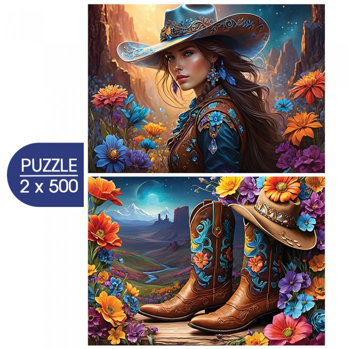 2 puzzle - Cowgirl and Boots - Far West Collection