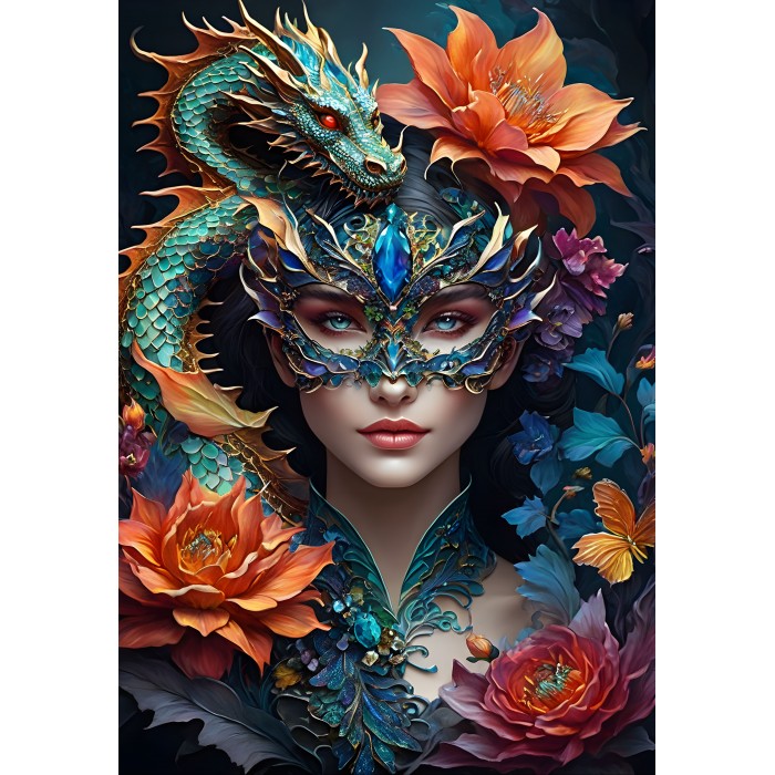 Puzzle Lady with a Dragon