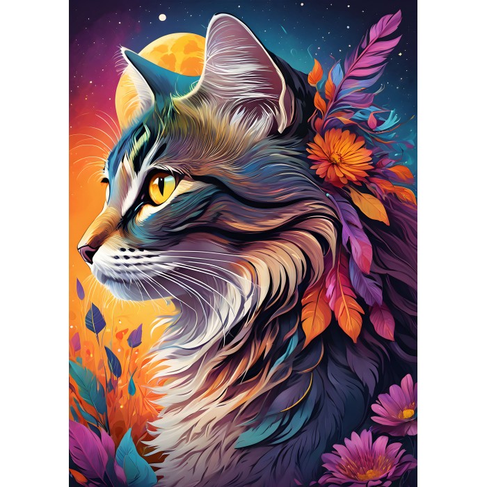Puzzle Floral Cat
