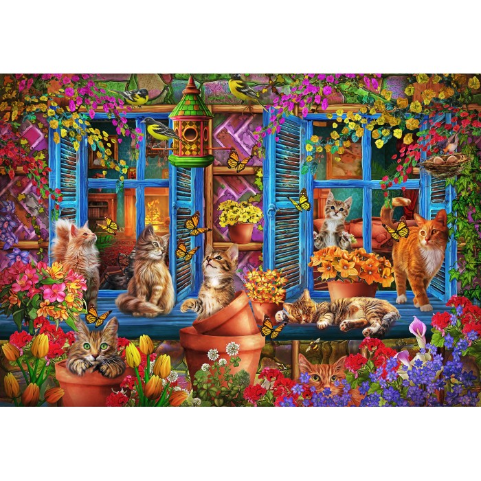 Puzzle Mačke na prozorskoj dasci