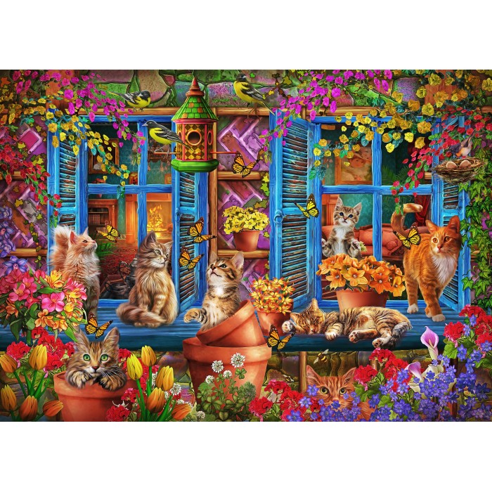 Puzzle Mačke na prozorskoj dasci