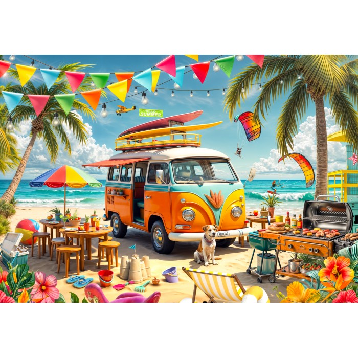Puzzle Kamper na plaži