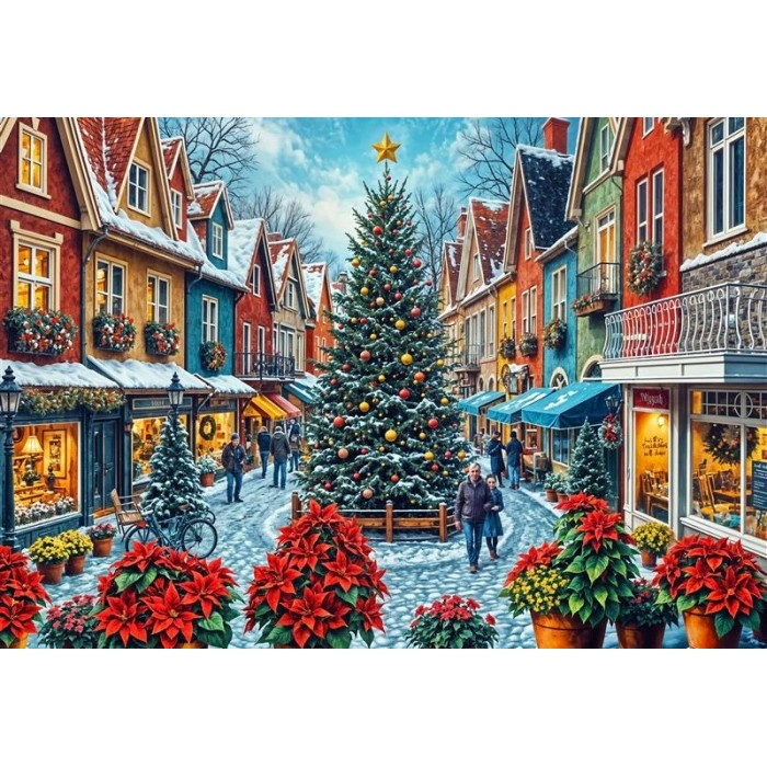 Puzzle Christmas Town Square Shopping