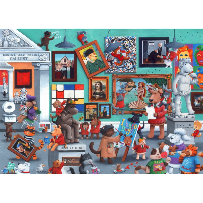 Puzzle Umjetnička galerija „Mačke i psi“
