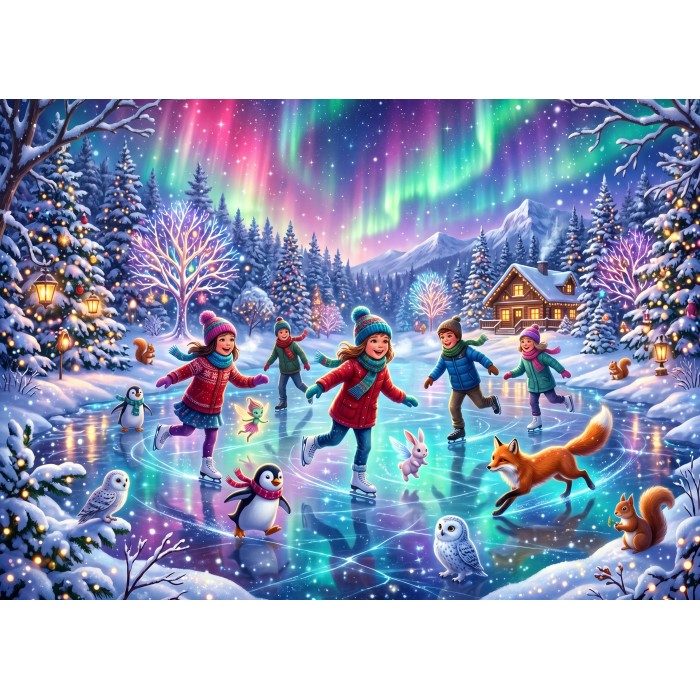 Puzzle Čarobna noć na zaleđenom jezeru