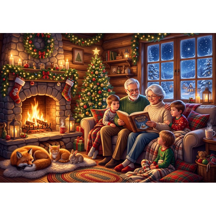 Puzzle Božićne priče kraj kamina