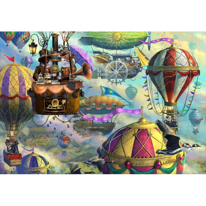 Puzzle Velika trka mačaka u balonima