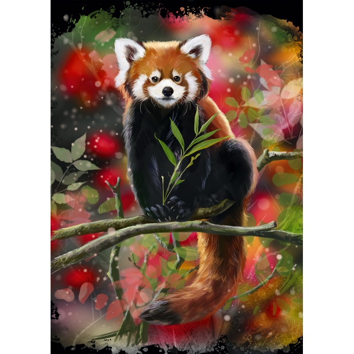 Puzzle Crveni panda sjedi na grani
