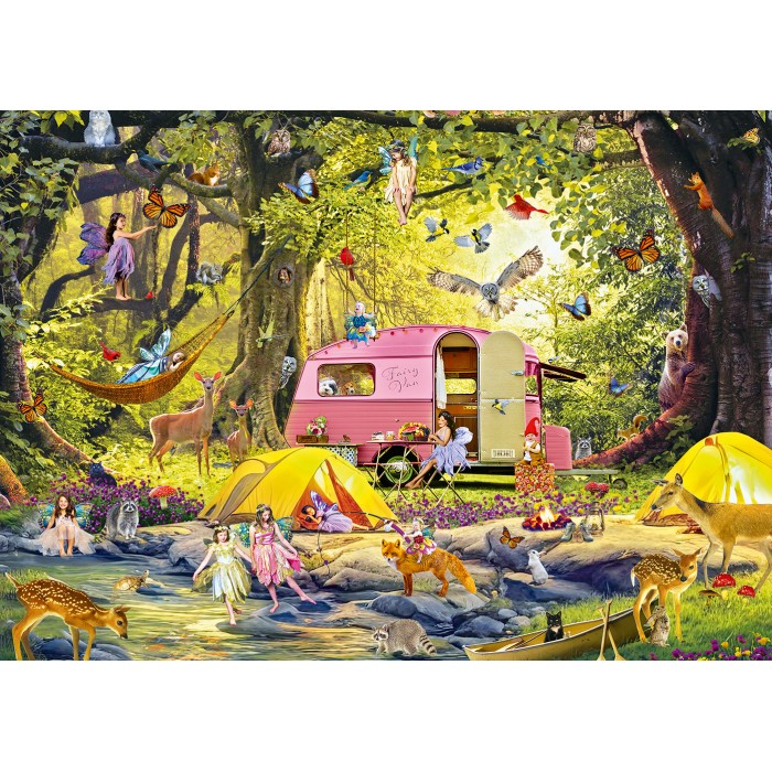 Puzzle Kamp vila s prijateljima iz šume