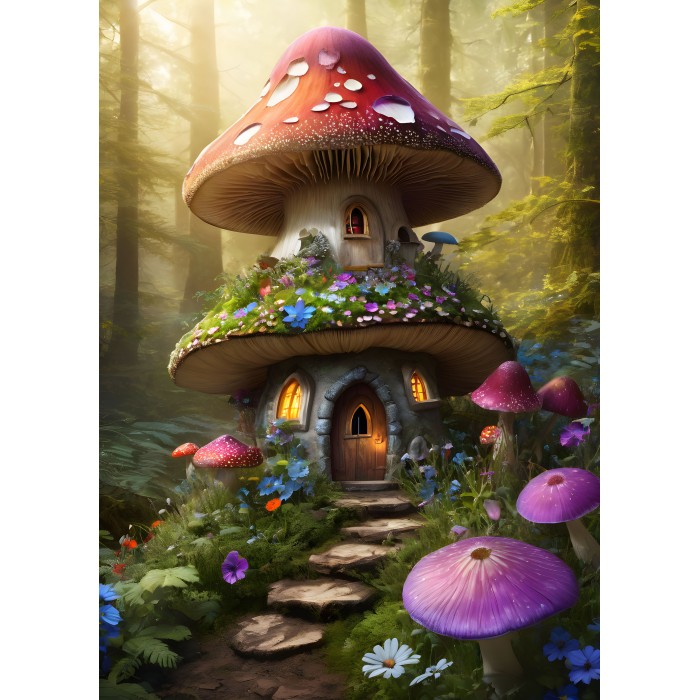 Puzzle Kuća od gljive u šikari