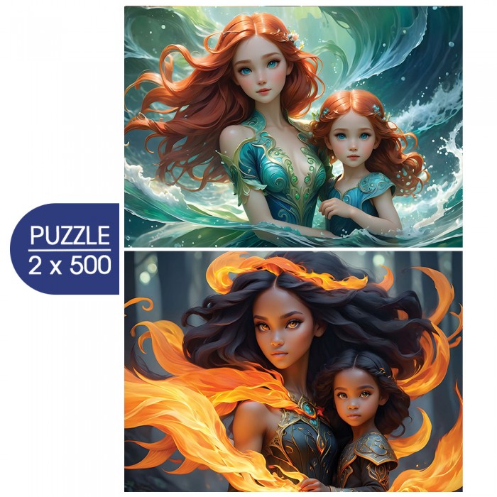 2 puzzle - L'Eau et le Feu - Collection Mère et Fille