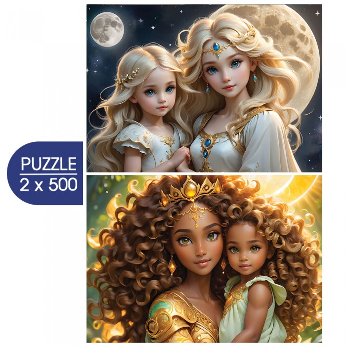 2 puzzle - La Lune et le Soleil - Collection Mère et Fille