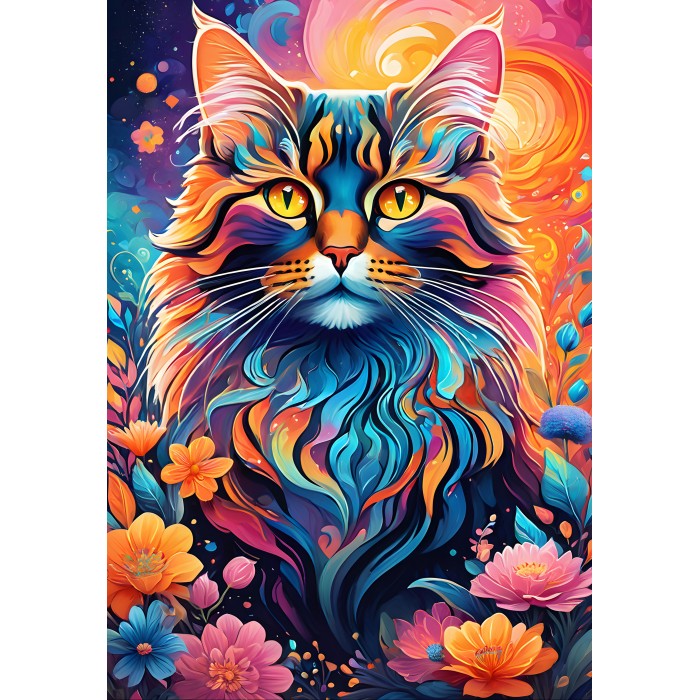 Puzzle Višebojna mačka