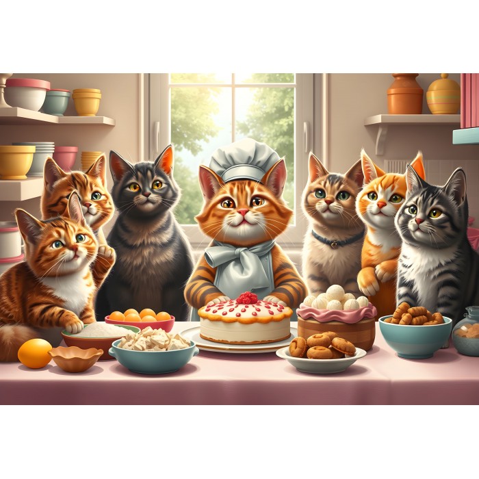 Puzzle Mačke pekari u akciji