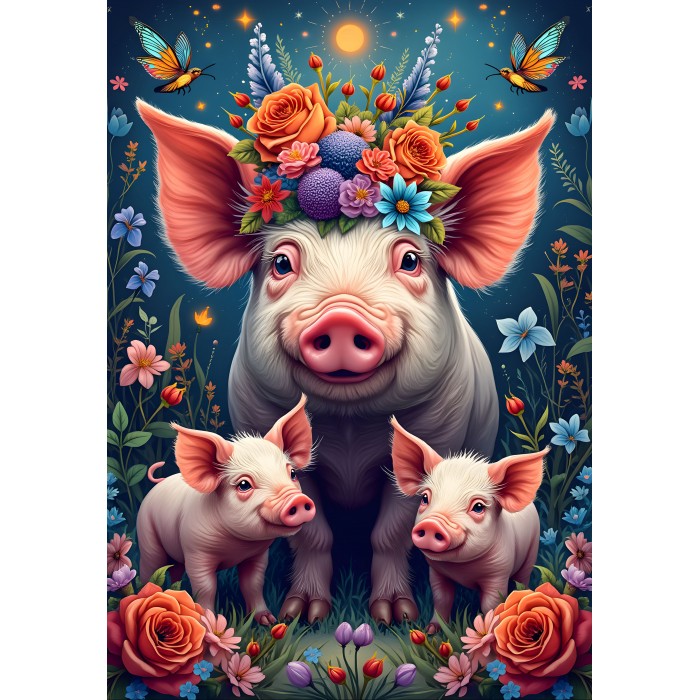 Puzzle Porodica svinja u šetnji