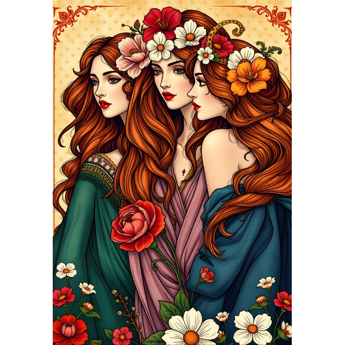 Puzzle Tri muze s cvijećem