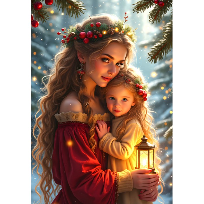 Puzzle Božićna nježnost - Kolekcija majka i kći