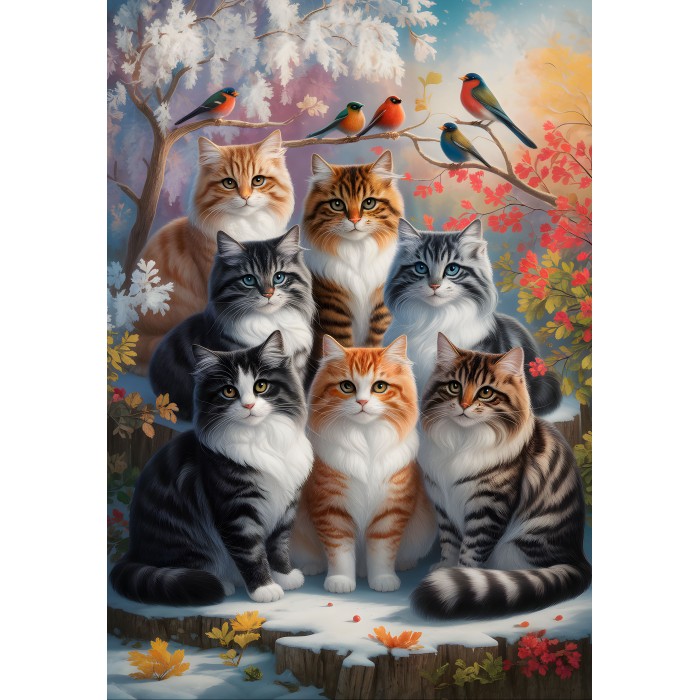 Puzzle Zima mačaka