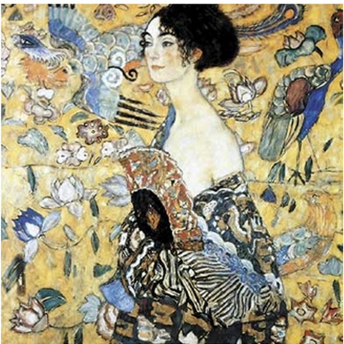 Ručno rezane drvene puzzle - La Dame À L'Éventail, Gustav Klimt