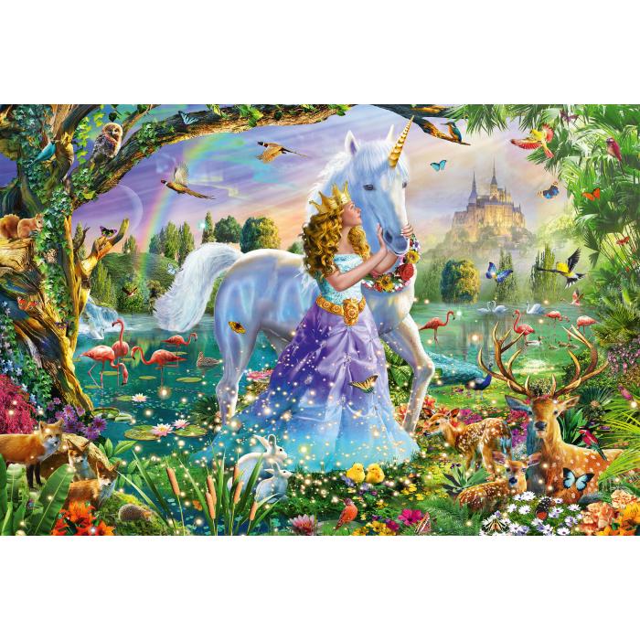 Puzzle Princeza s jednorogom i dvorcem
