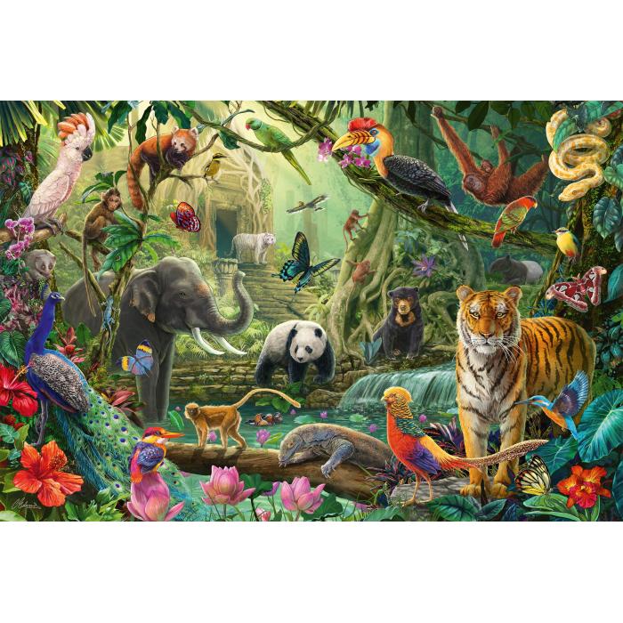 Puzzle Šareni životinjski svijet u džungli