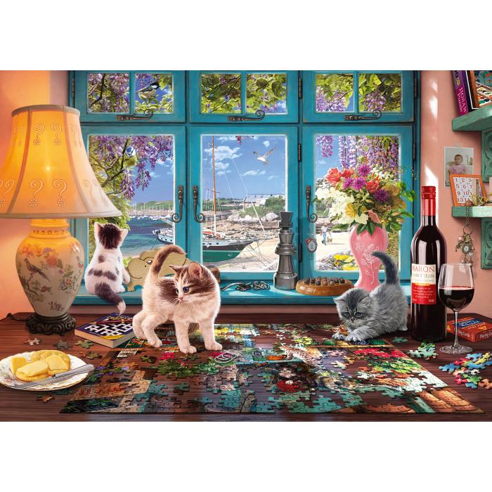 Za stolom za puzzle