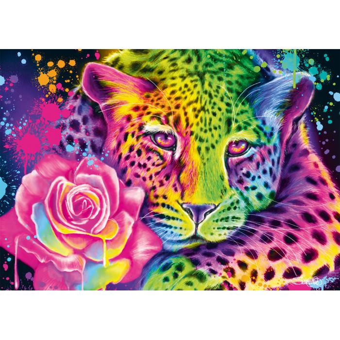 Puzzle Neonski leopard duginih boja