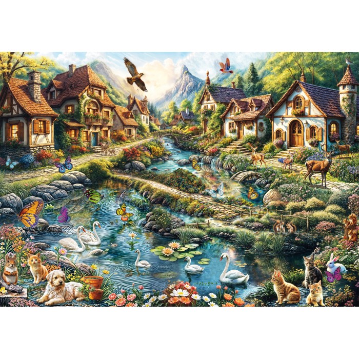 Puzzle Selo na rubu šume