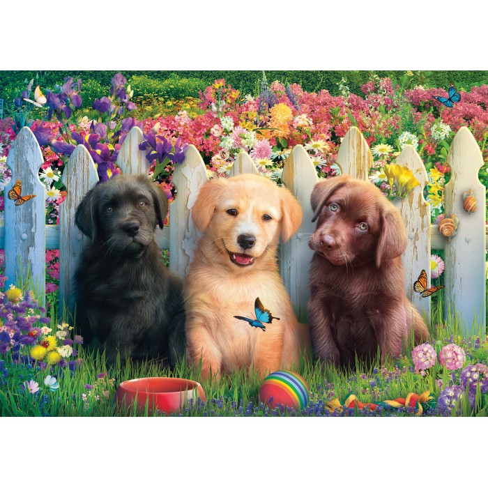 Puzzle Slatka scena sa štenadima
