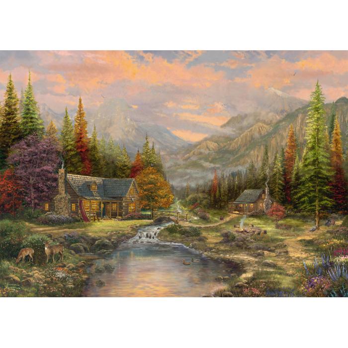 Drvene puzzle - Planinska kulisa s potokom