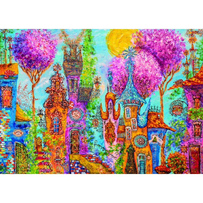 Puzzle Charming Village - Pink Trees