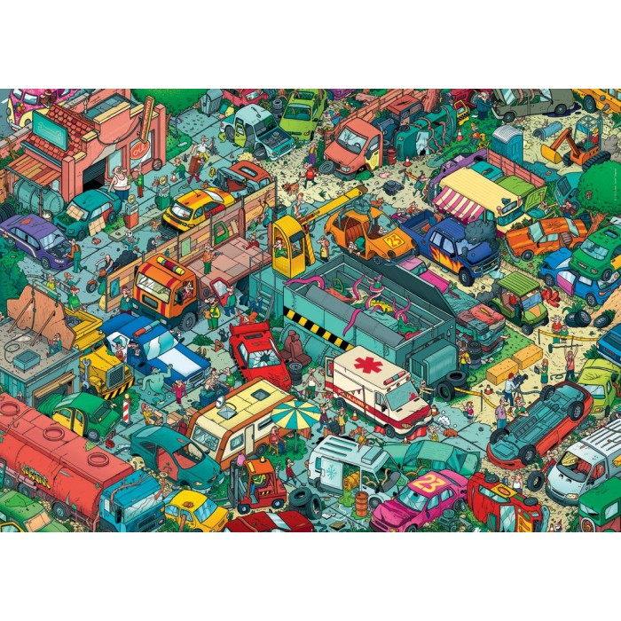 Puzzle Cartoon Triangular - Car Cemetery