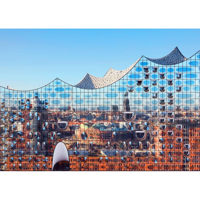 Puzzle Hamburg u odrazu Elbphilharmonie