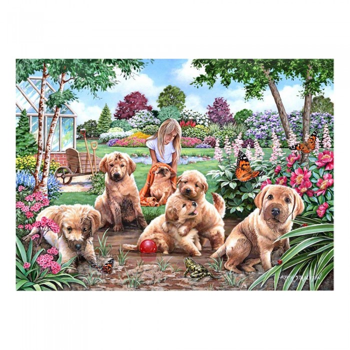 Puzzle XXL dijelovi - Štenci u kupki sa spužvama