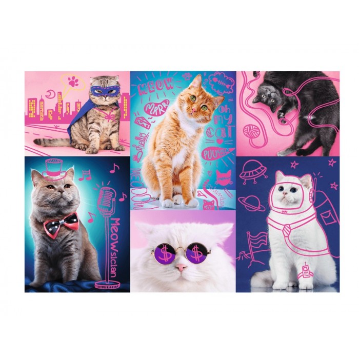 Puzzle Neon Color Line - Cats