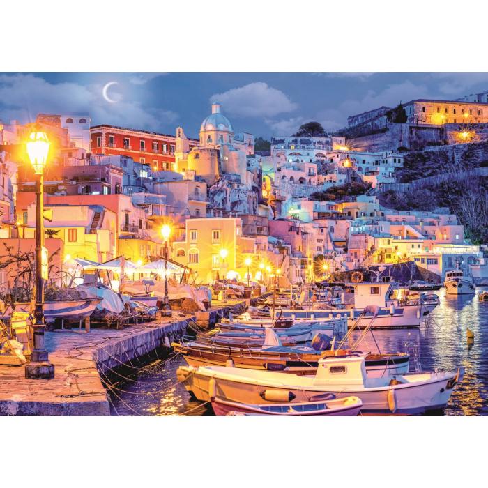 Puzzle Procida island by night. Italy