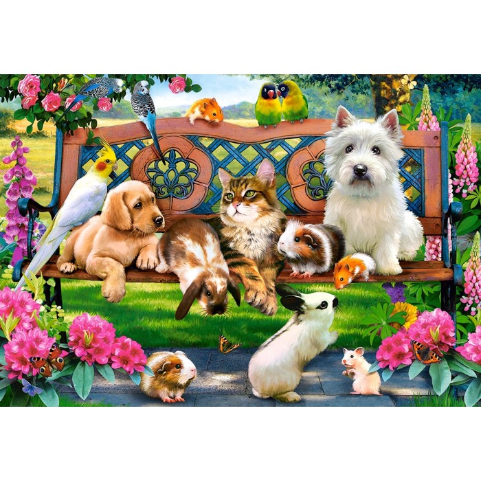 Puzzle Kućni ljubimci u parku