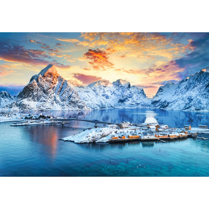Puzzle Izlazak sunca na Sakrisoyu, Lofoti, Norveška