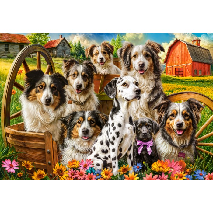 Puzzle Happy Dogs In The Countryside