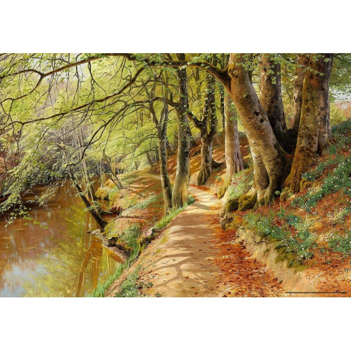 Puzzle Peder Mørk Mønsted - A Spring Day in the Woods with Fresh-Blown Beeches and Anemones in the Forest B