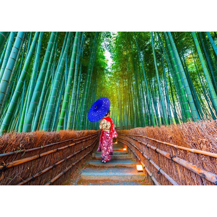 Puzzle Asian Woman in Bamboo Forest