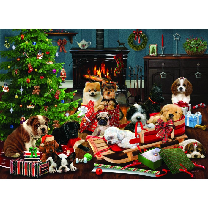 Puzzle XXL dijelovi - Božićni štenci