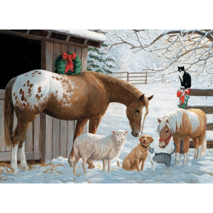 Puzzle XXL dijelovi - Familly - Winter Barnyard