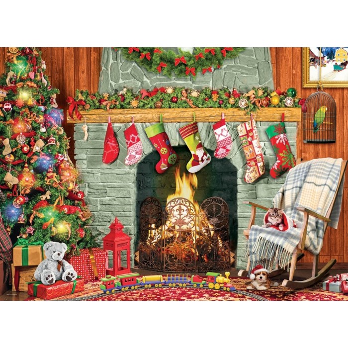 Puzzle XXL dijelovi - Christmas by the Fireplace