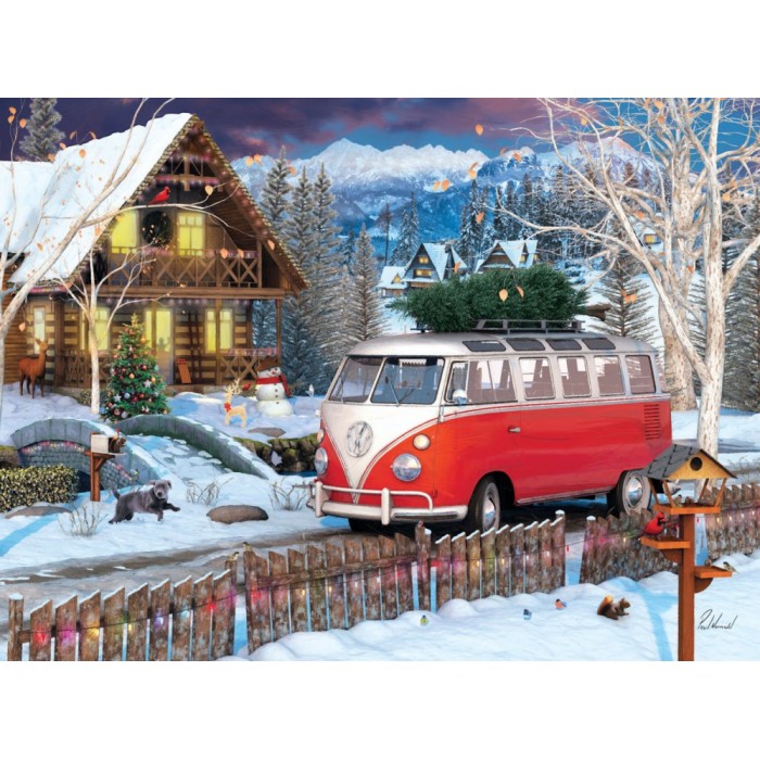 Puzzle VW Christmas Bus Tin