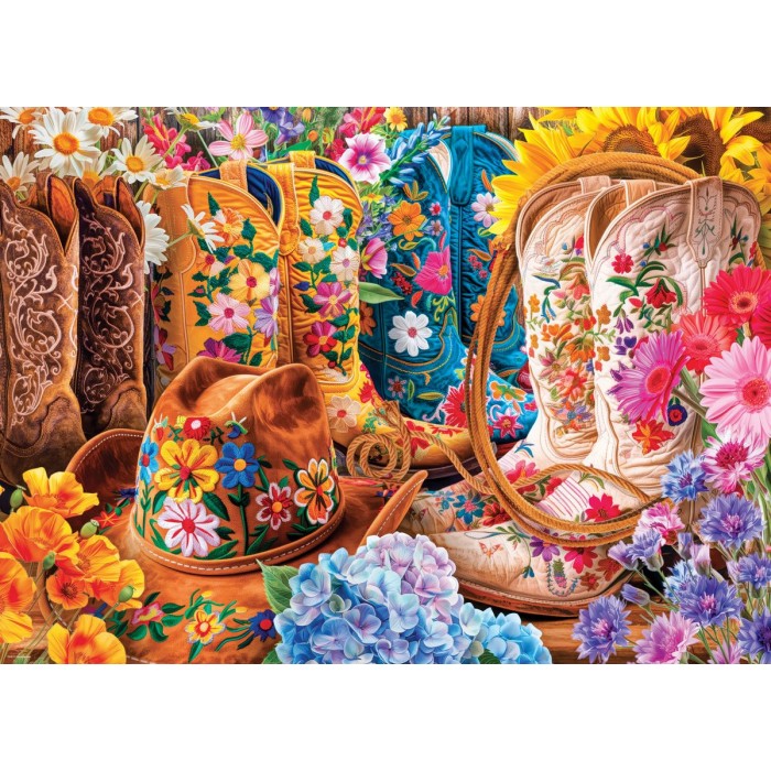Puzzle Cowgirl Boots by Lars Stewart