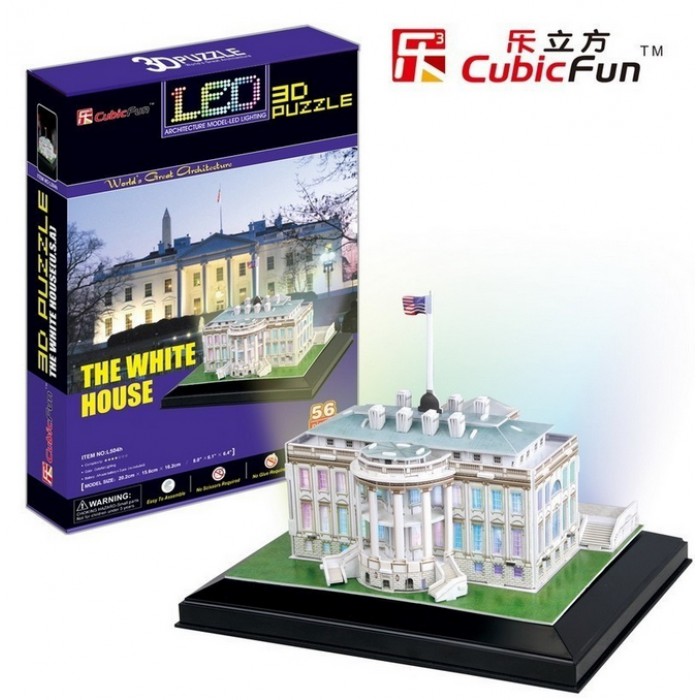 3D puzzle s LED - Bijela kuća, Washington