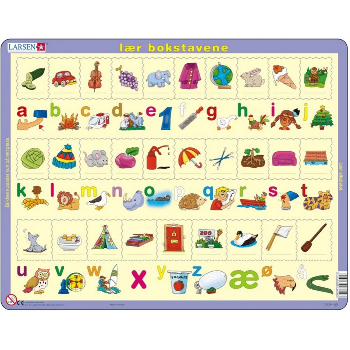 Puzzle s okvirom - Lær bokstavene (små) (na norveškom)