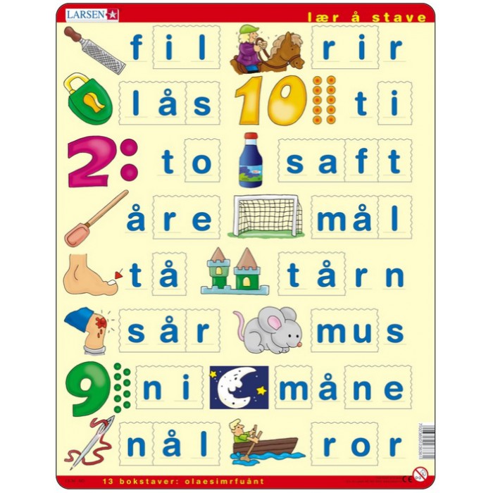 Puzzle s okvirom - Lær å lese (små bokstaver) (na norveškom)